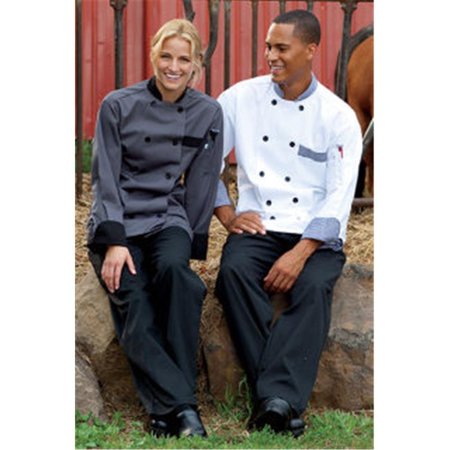 NATHAN CALEB Newport Chef Coat 10 Buttons in Slate/Black Trim - 4XLarge NA2502896